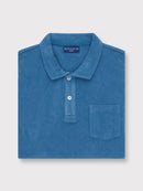 Classic Fit Towelling Polo - Marine Blue