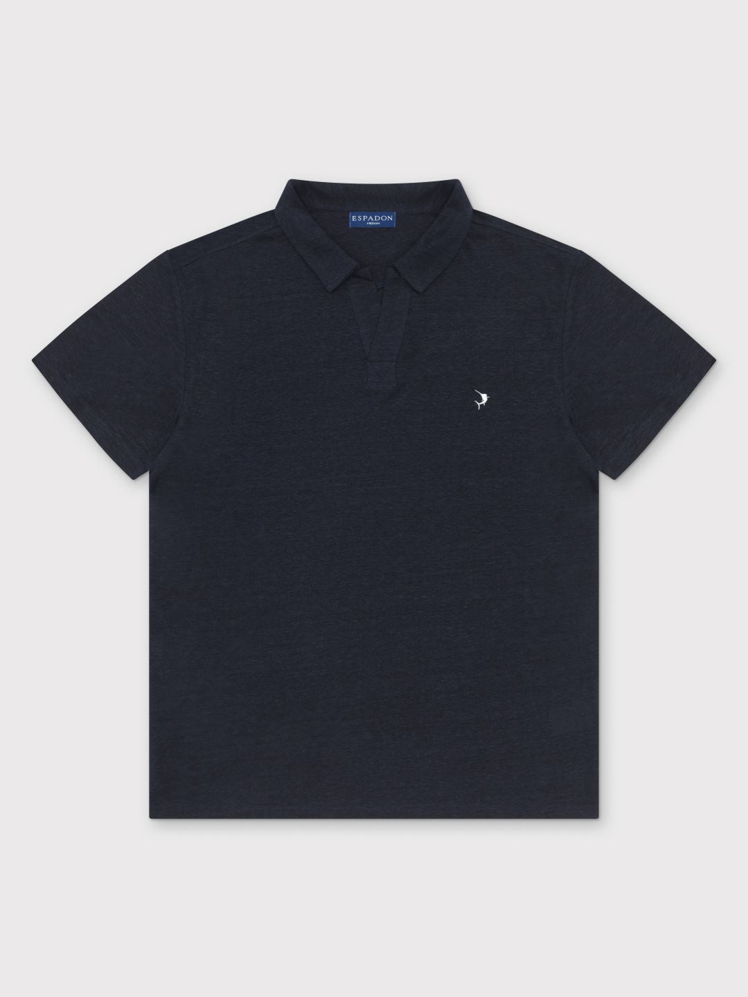 Buttonless Linen Polo - Navy
