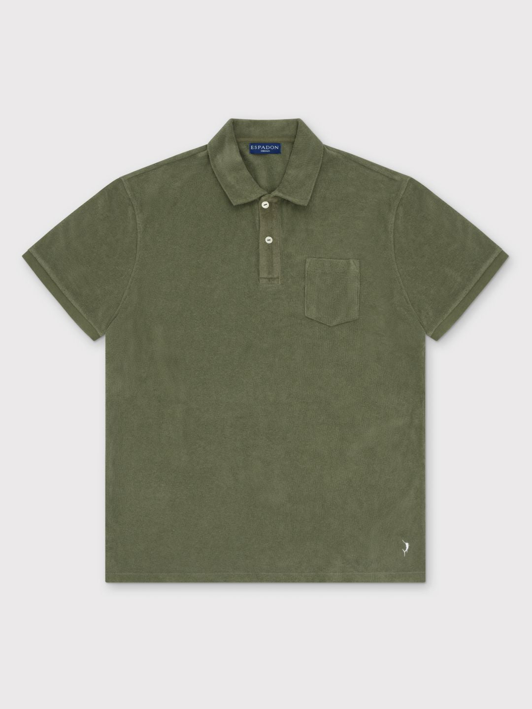 Classic Fit Towelling Polo - Olive