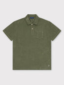 Classic Fit Towelling Polo - Olive