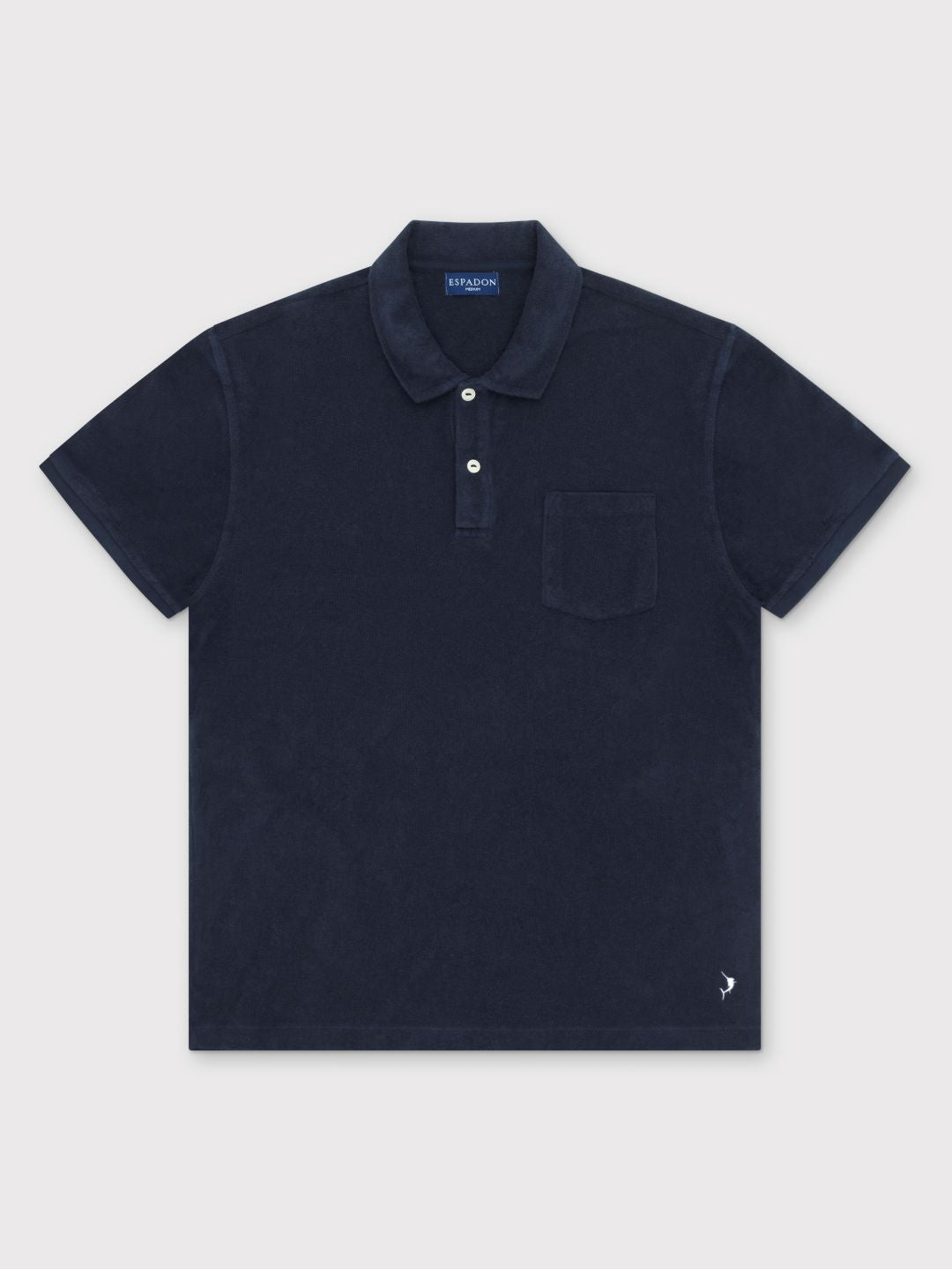 Classic Fit Towelling Polo - Navy