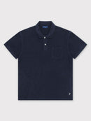 Classic Fit Towelling Polo - Navy