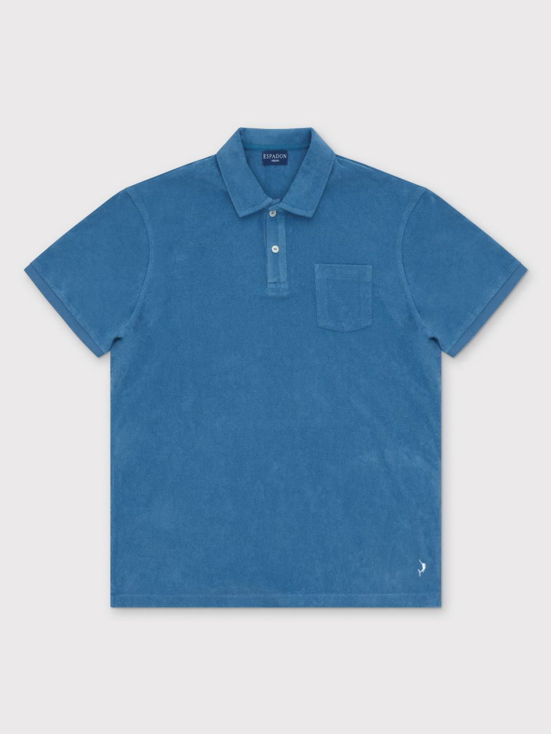 Classic Fit Towelling Polo - Marine Blue