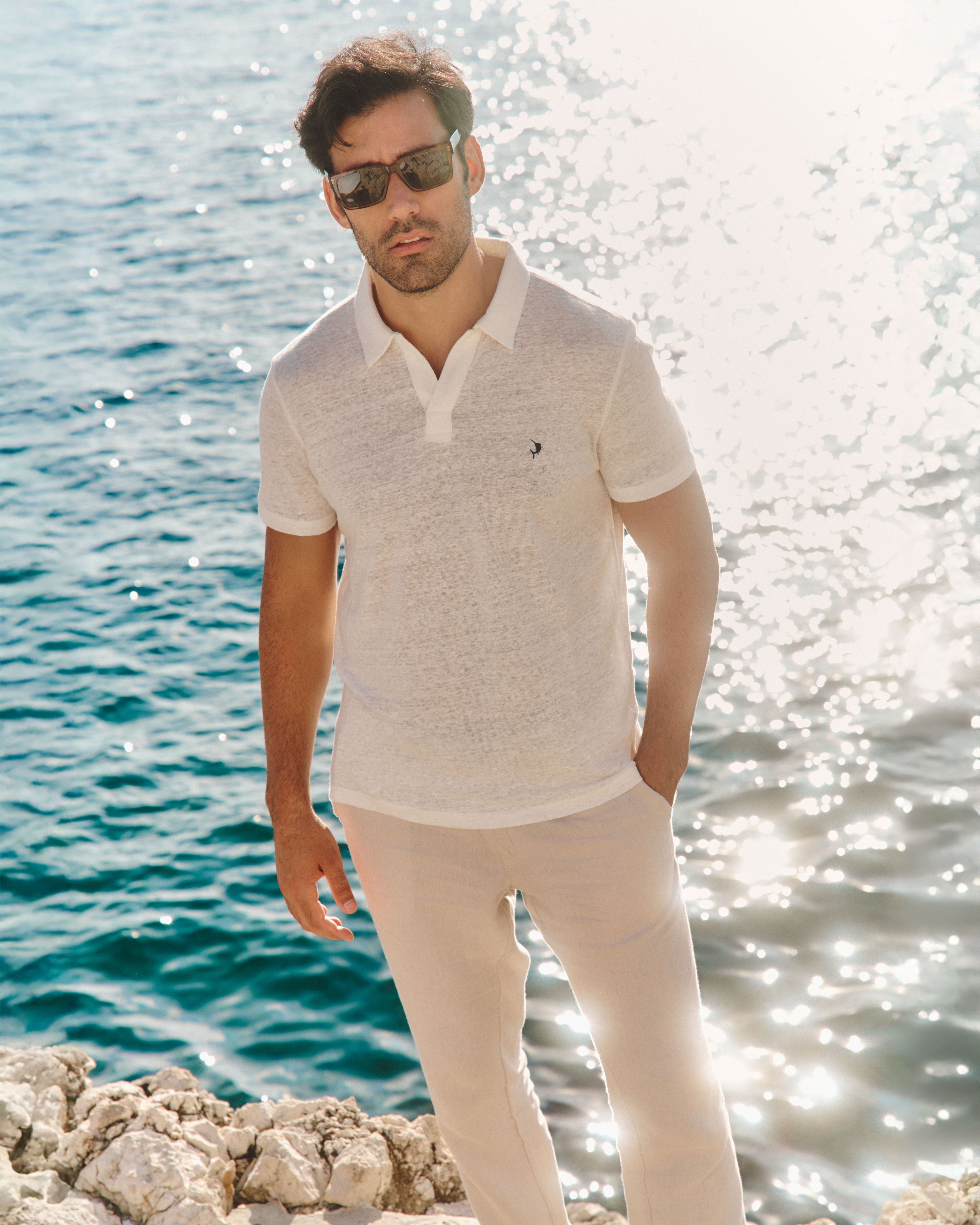 Buttonless Linen Polo - Ecru