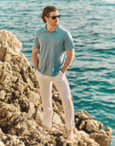 Buttonless Linen Polo - Sky