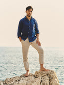 Classic French Linen Shirt - Navy