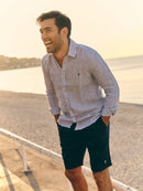 Striped French Linen Shirt - Navy