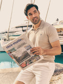 Buttonless Cotton Knit Polo Shirt - Fawn