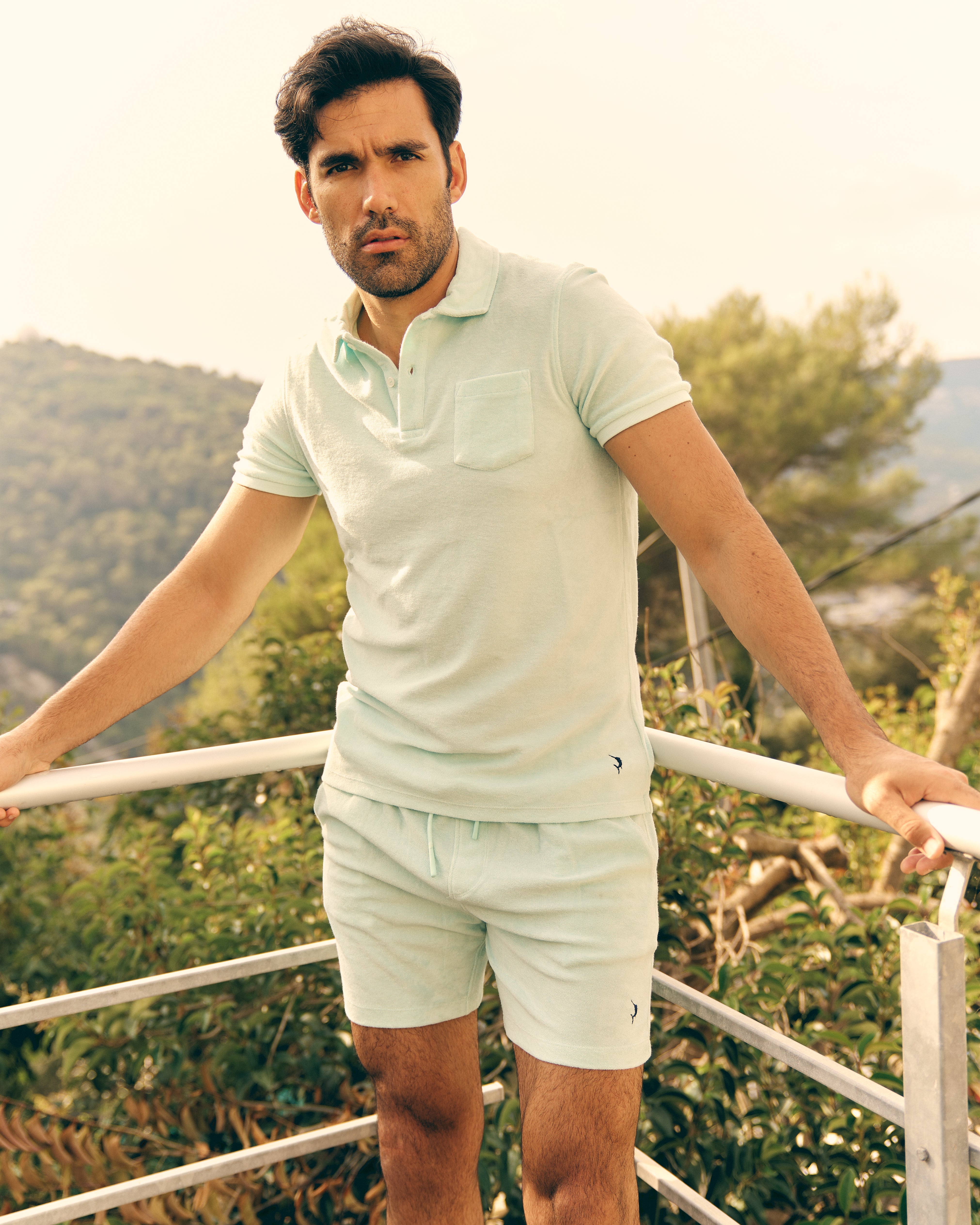 Classic Fit Towelling Polo - Mint