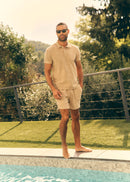 Classic Fit Towelling Polo - Sand