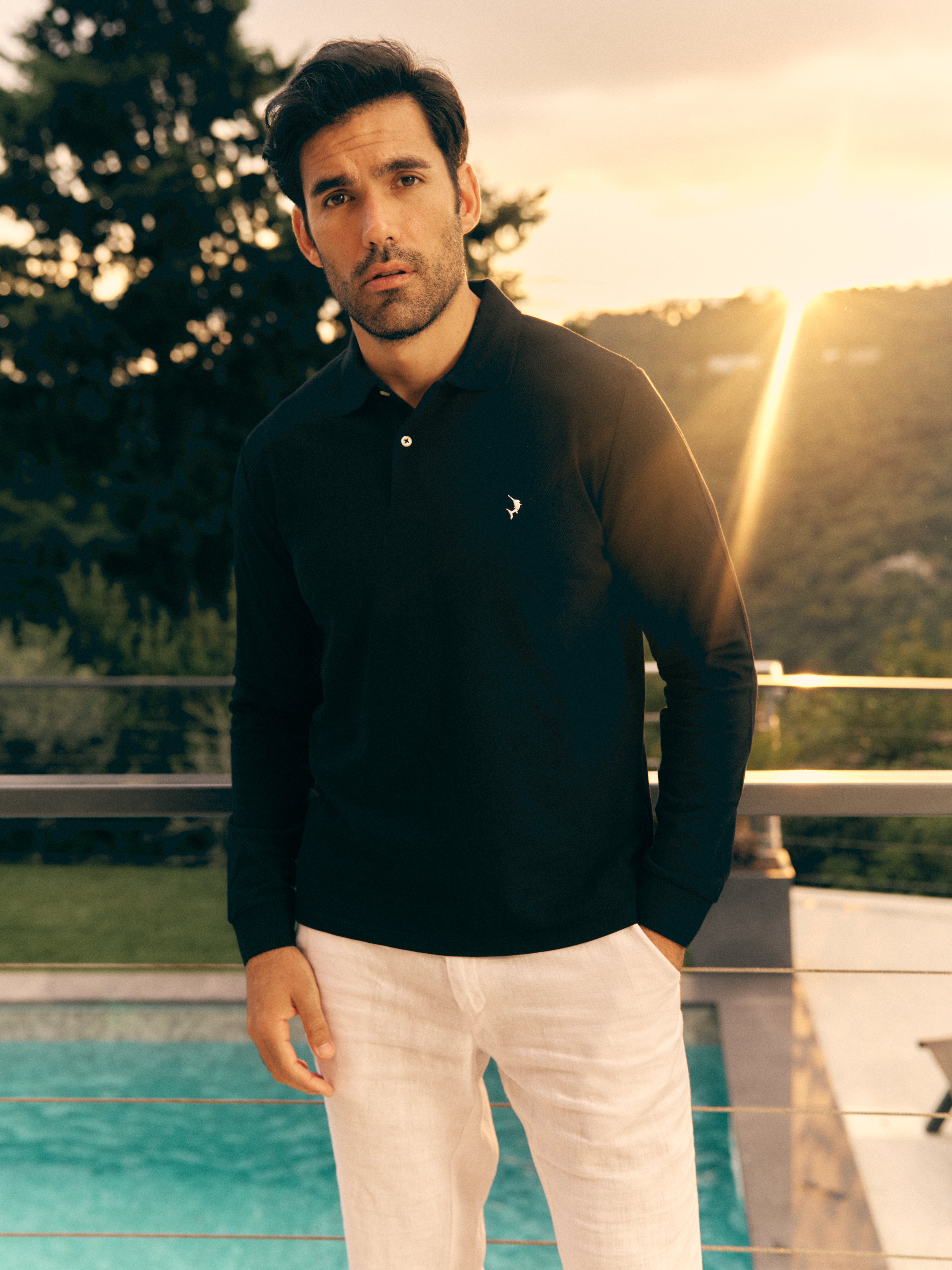 Classic Long Sleeve Polo - Black