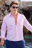 Classic Striped French Linen Shirt - Pink