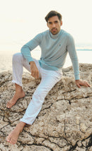 Straight Fit Linen Trousers - White